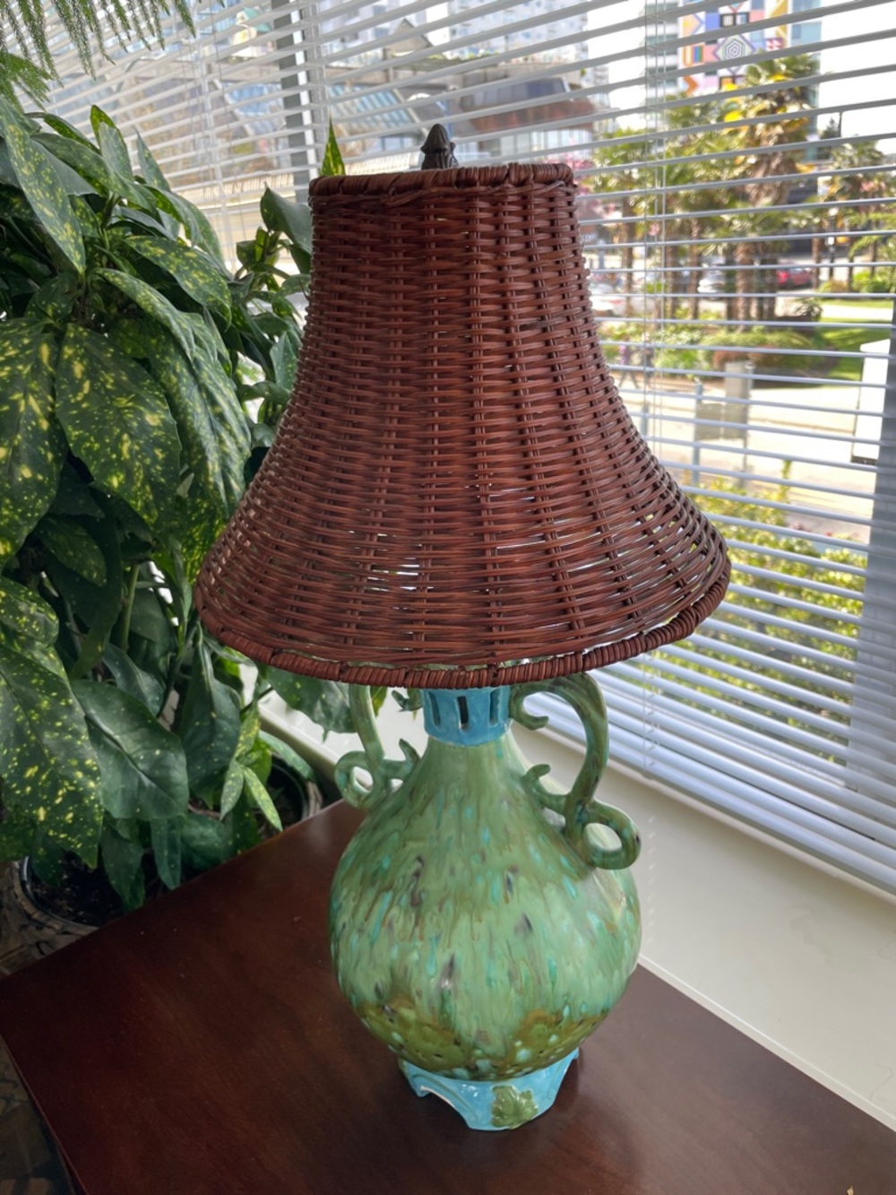Handwoven Brown Rattan Lamp Shade - Home Accents